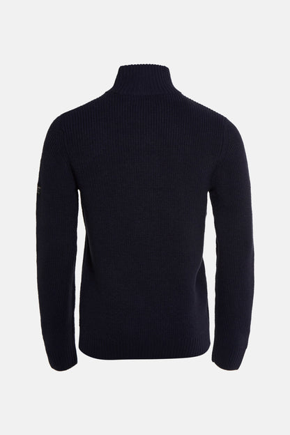 Blauwe trui met ronde hals