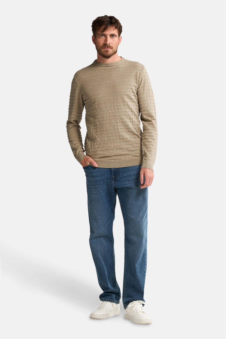 Trui met ronde hals - beige