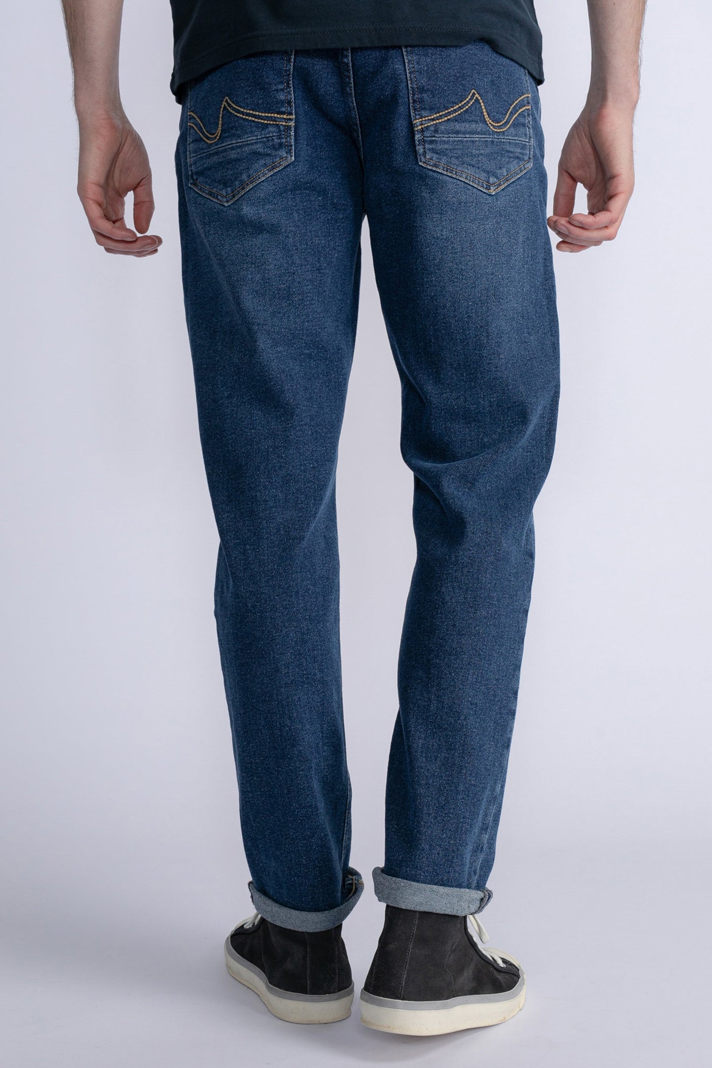 Mid Blue Denim Tapered Jeans