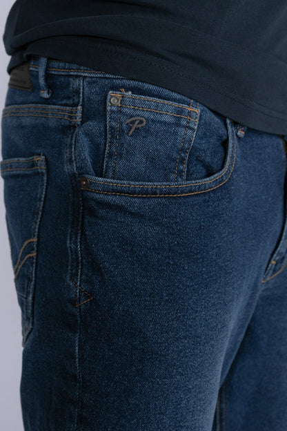 Mid Blue Denim Tapered Jeans