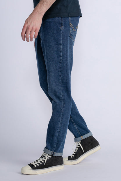 Mid Blue Denim Tapered Jeans