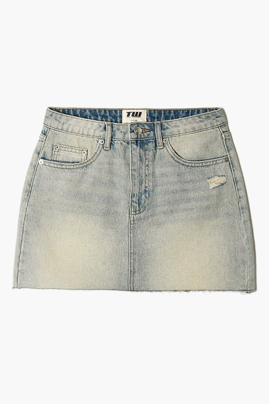 Lichtblauwe denim minirok