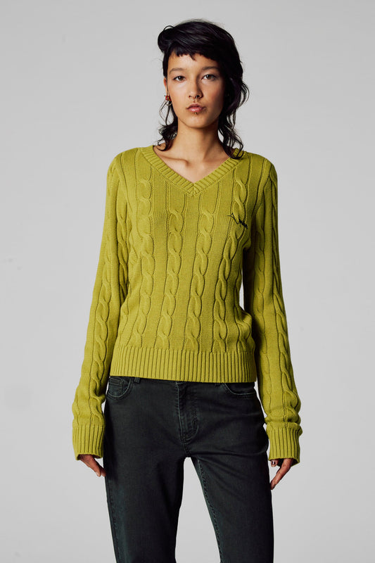 Pull met V-hals - groen