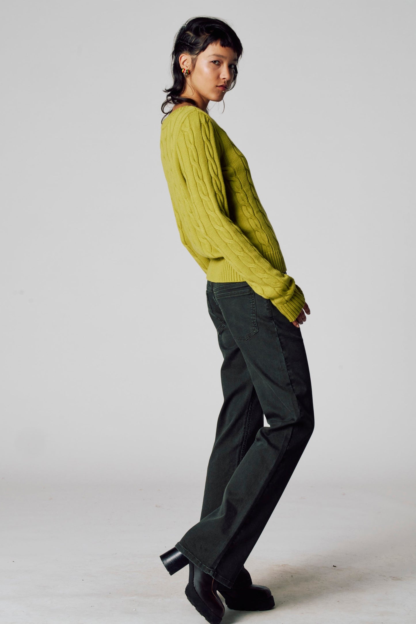 Pull met V-hals - groen
