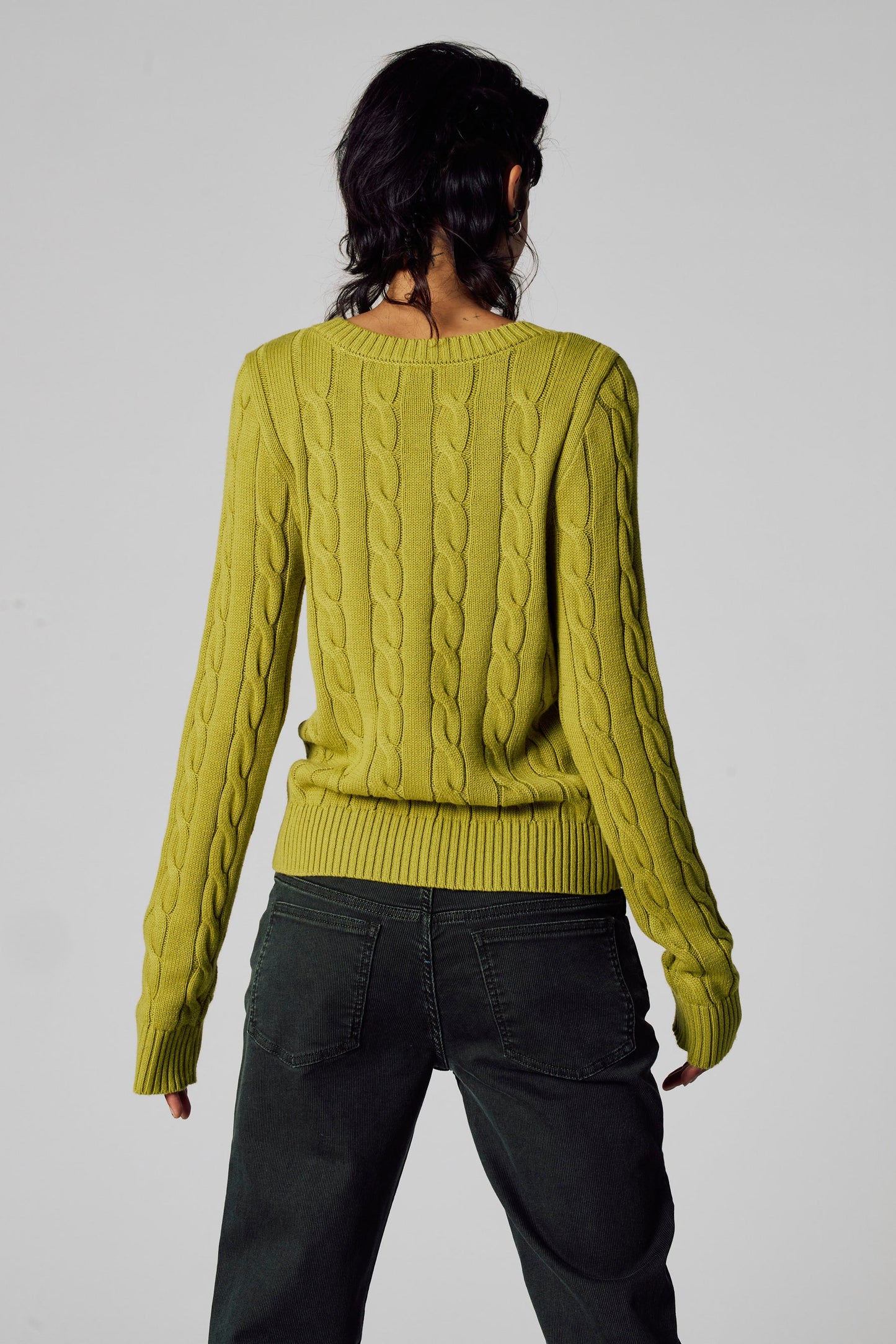 Pull met V-hals - groen