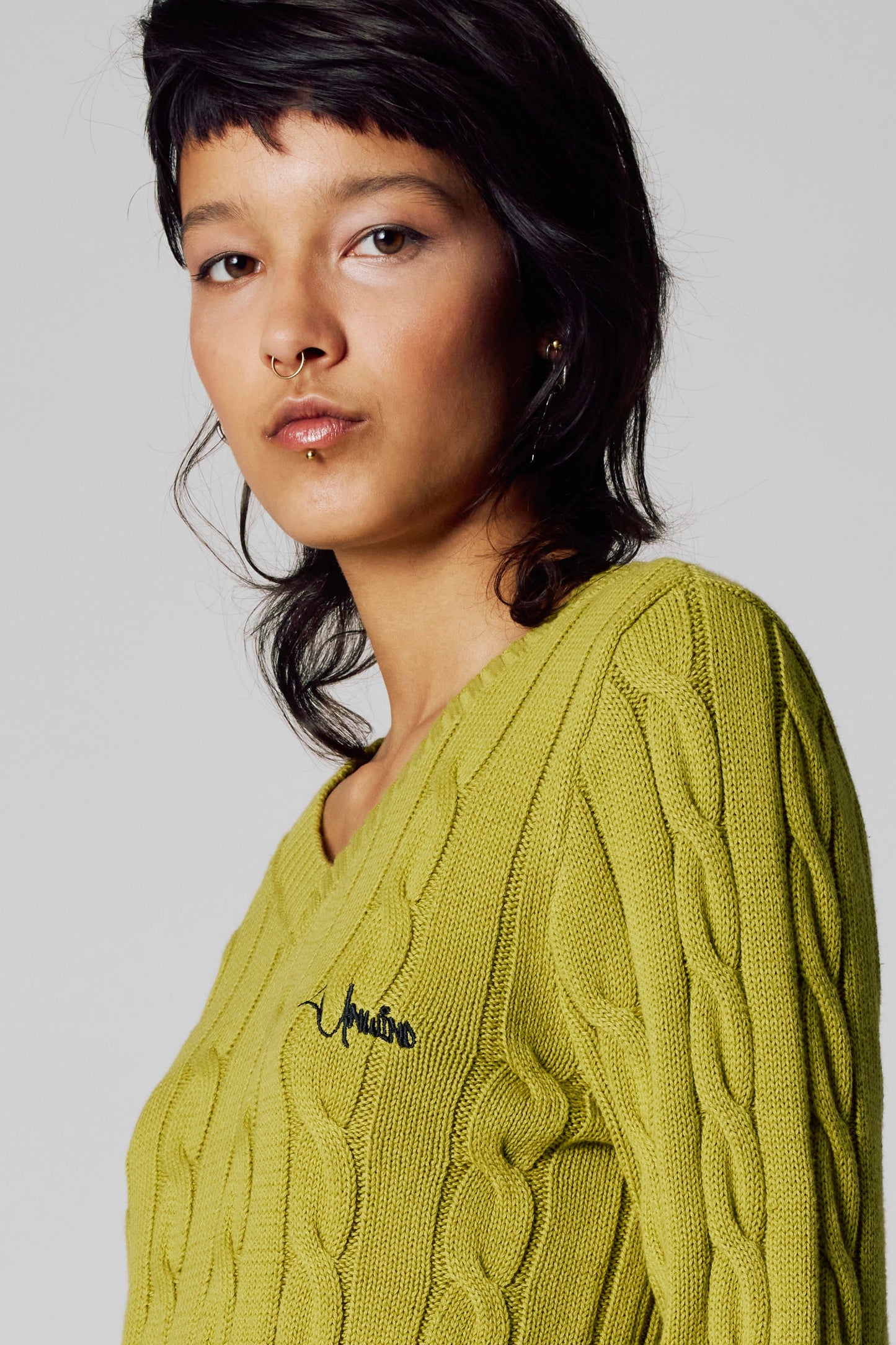 Pull met V-hals - groen