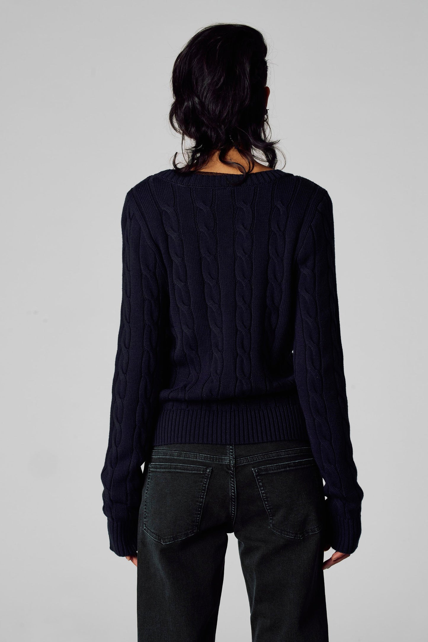 Pull met V-hals - blauw